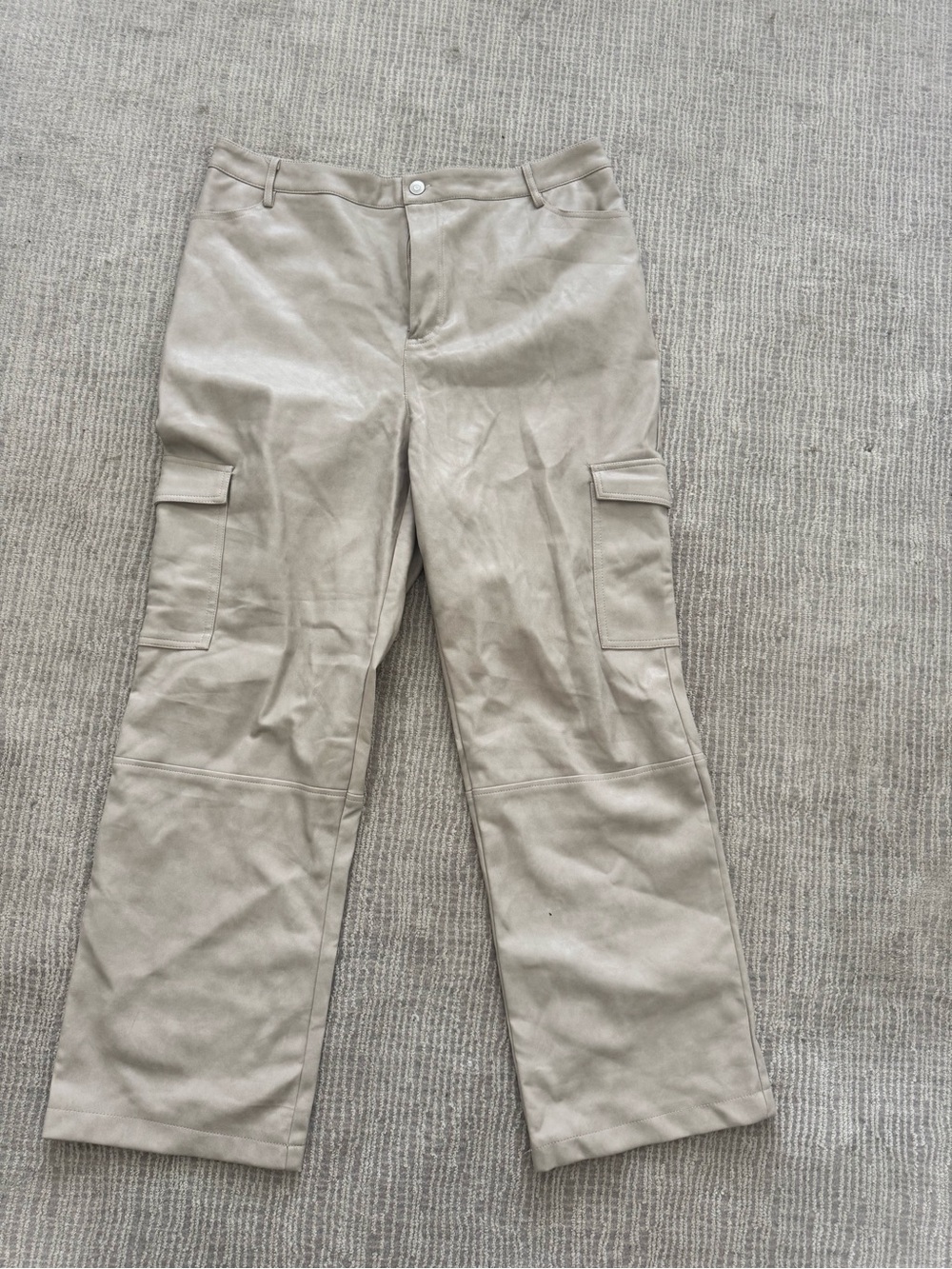Bagatelle Cream Leather Cargo Pants